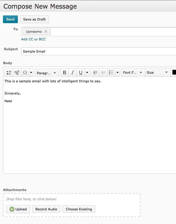 Compose New Message in D2L Email
