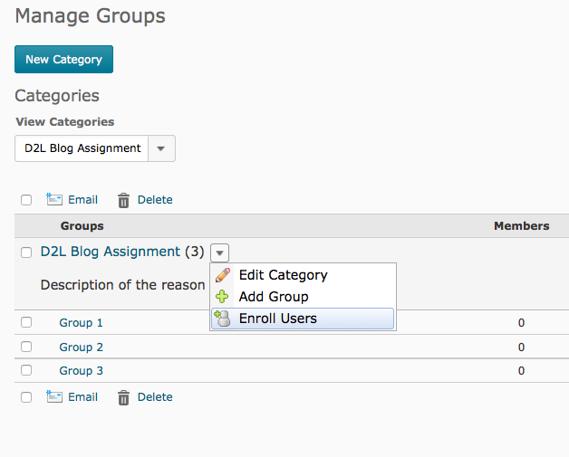 Enroll Users in drop down of category