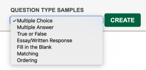 The Question Type Samples Dropdown
