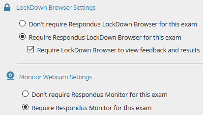 Turning on Respondus LockDown Browser and Monitor for a quiz in D2L