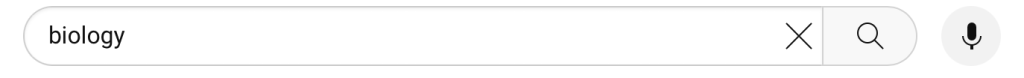 YouTube search bar with biology entered