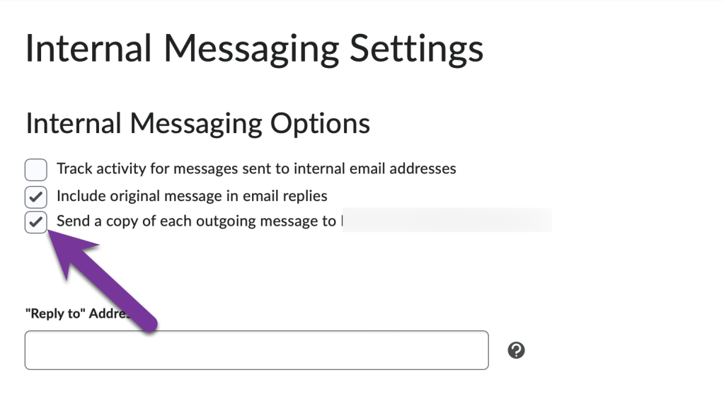 checkbox for send a copy of each outgoing message.