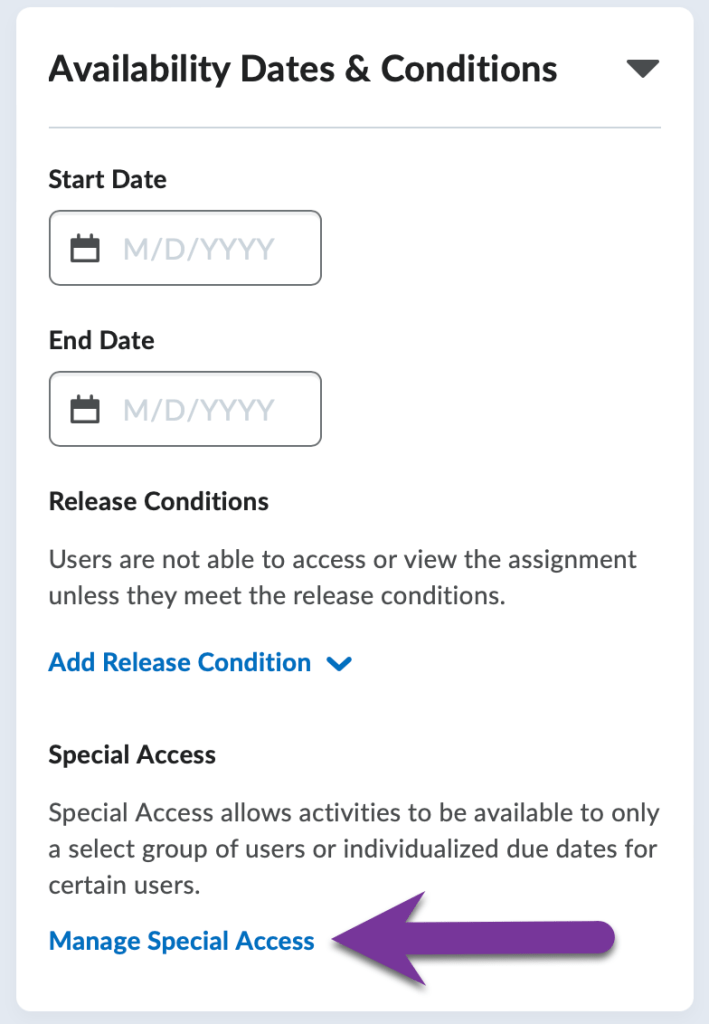 availability dates and conditions menu