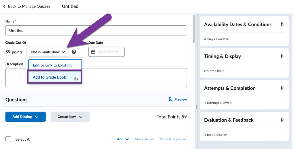 not in gradebook dropdown