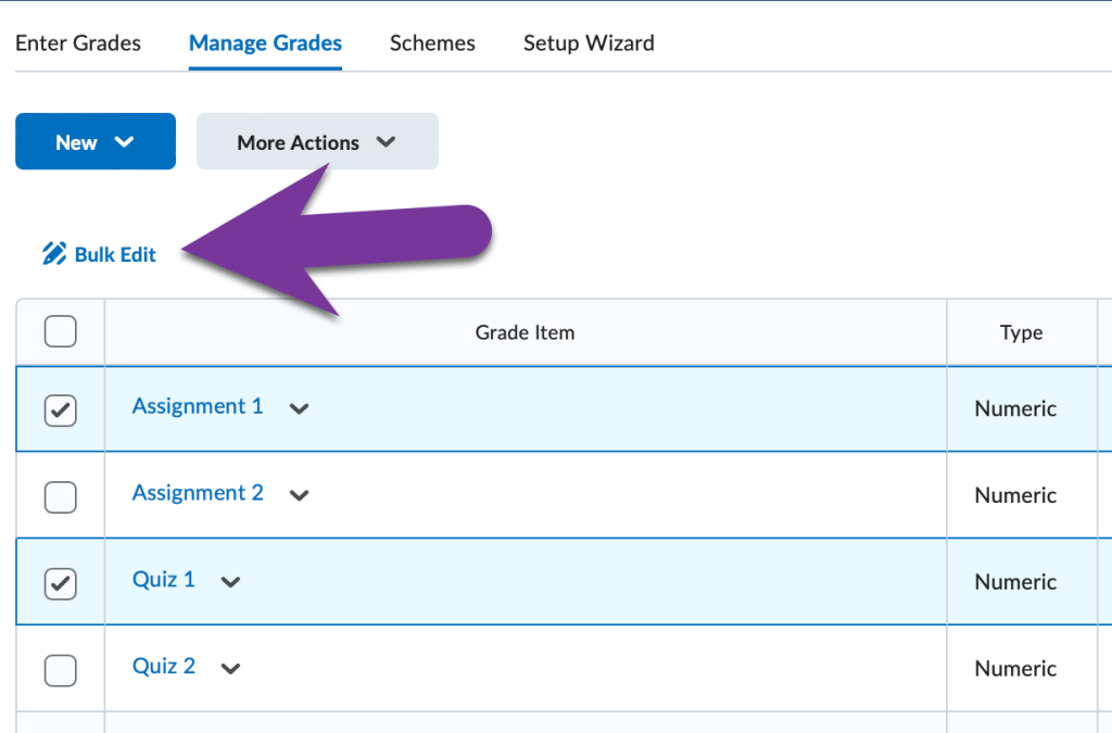 screenshot of bulk edit button