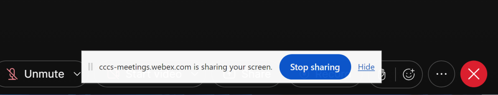 screenshot of stop sharing button
