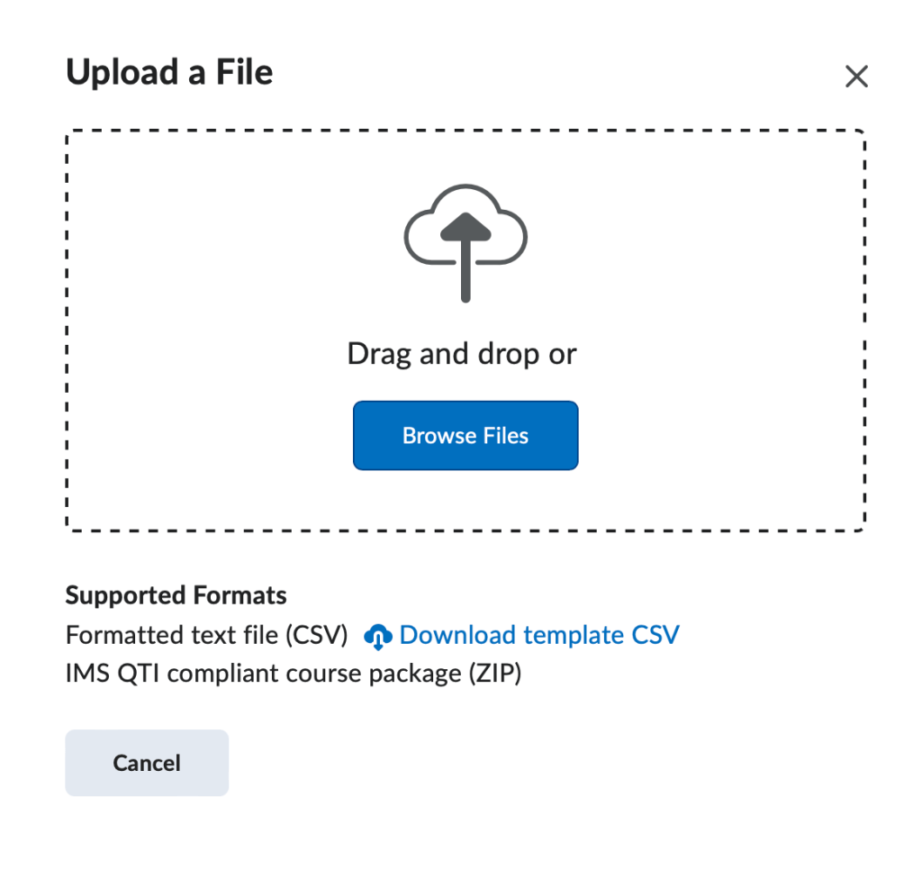 screenshot of the upload a file screen