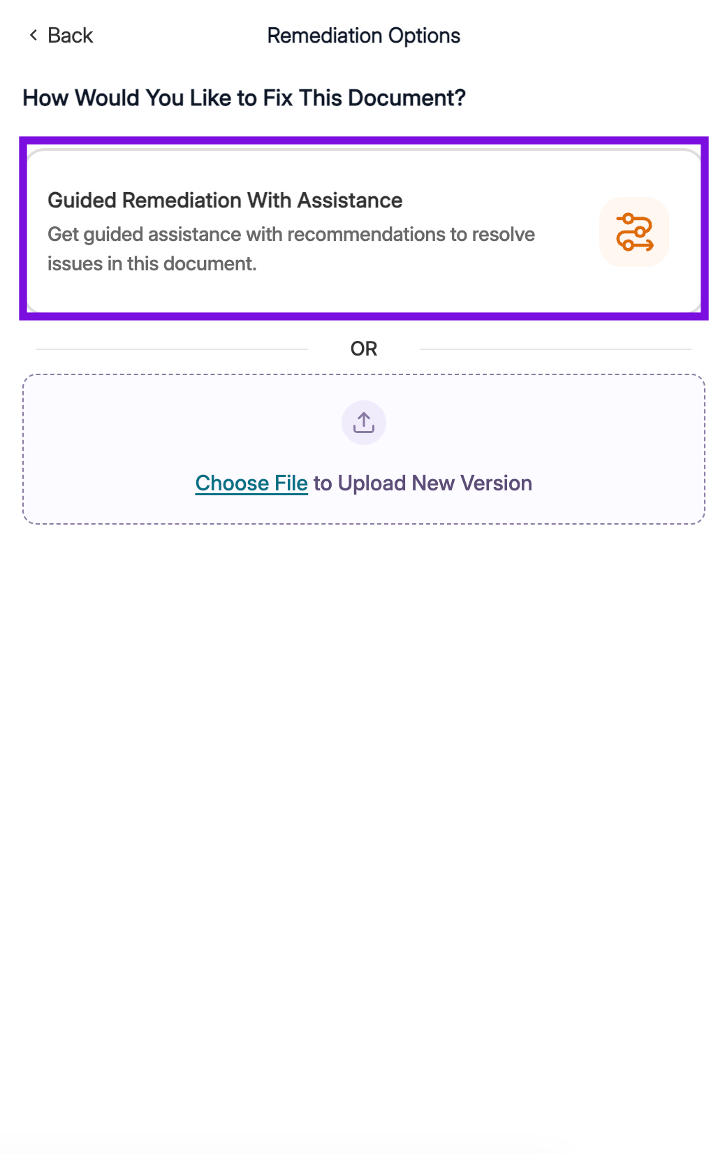 screenshot of guided remediation with assistance option.