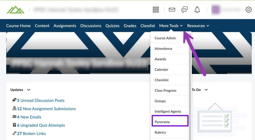 screenshot of more tools menu open with panorama highlighted
