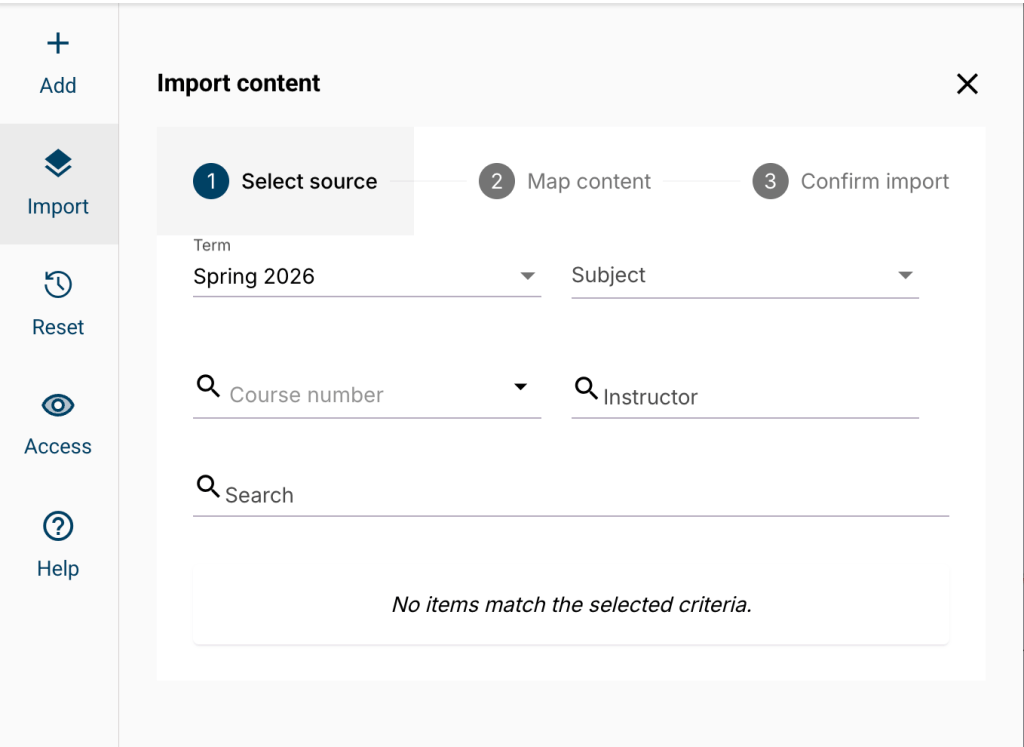 screenshot of search window with term, subject, course number, and instructor fields