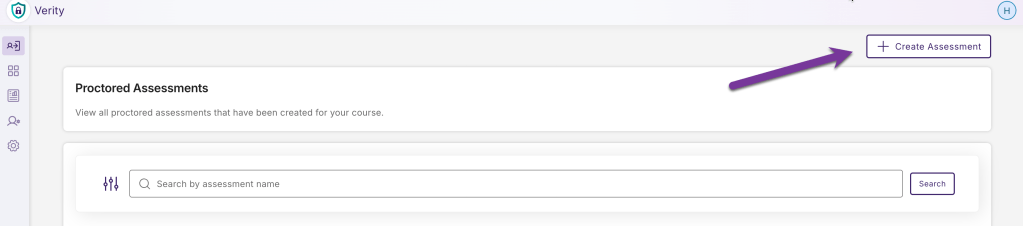 screenshot of create assessment button