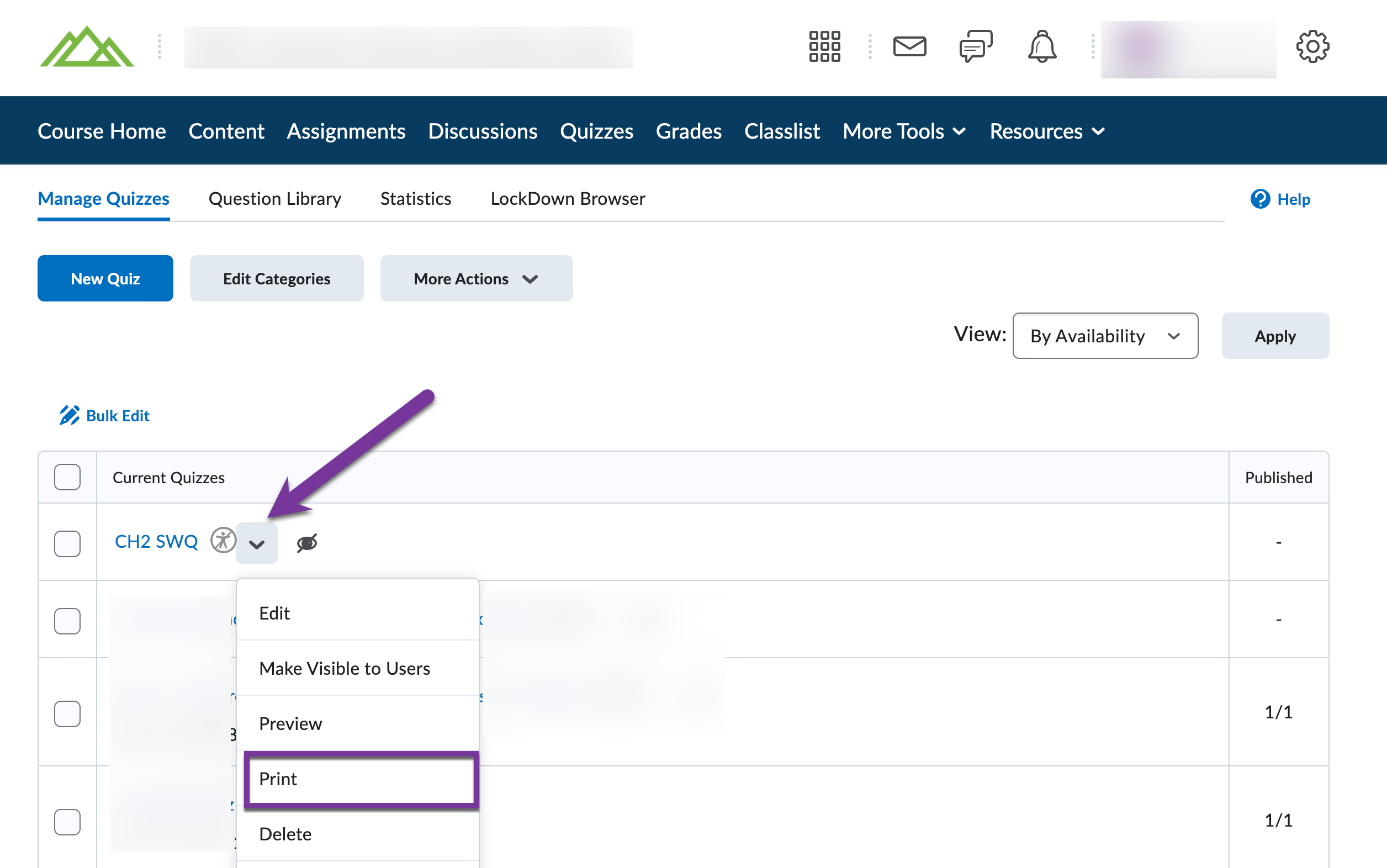 Print a D2L Quiz – PPSC eLearning Knowledge Base & Support