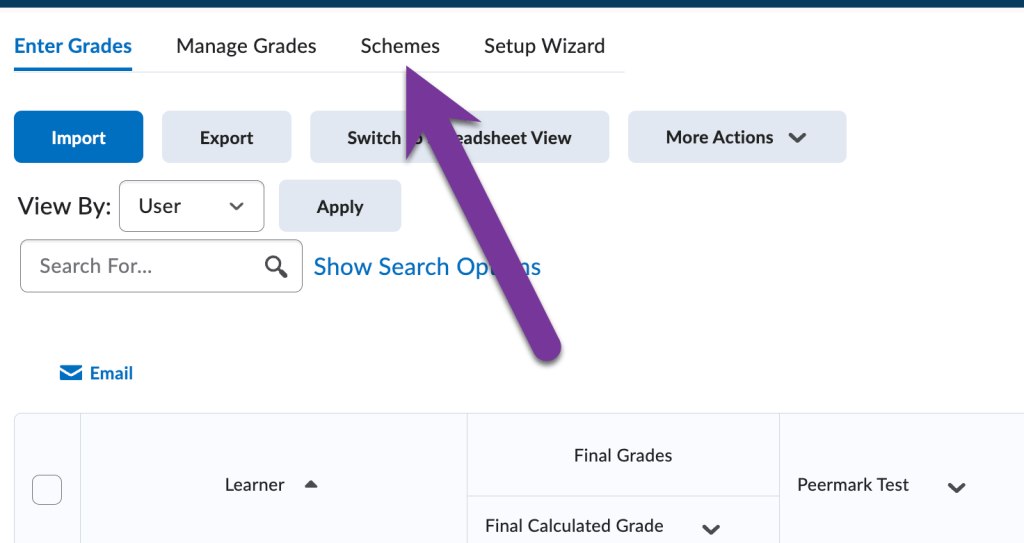 screenshot of Schemes tab