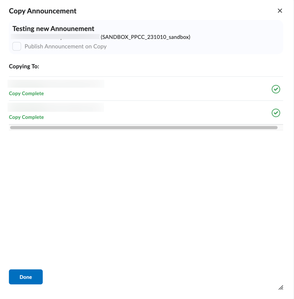 screenshot of progress screen showing copy complete