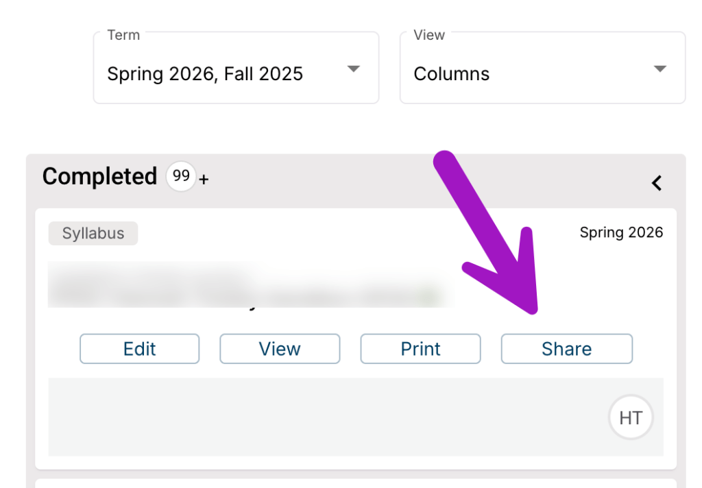 screenshot of share button