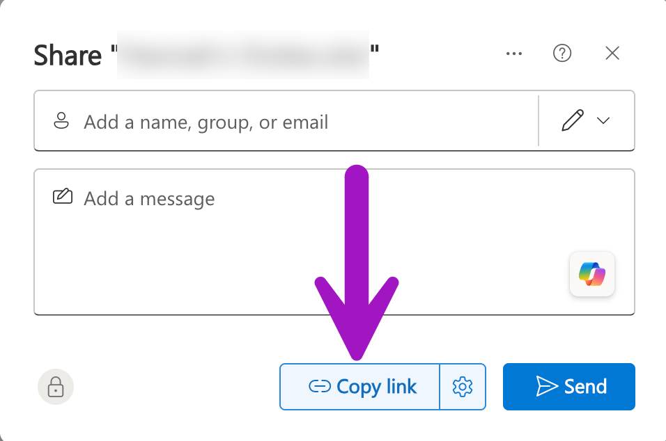 screenshot of copy link button
