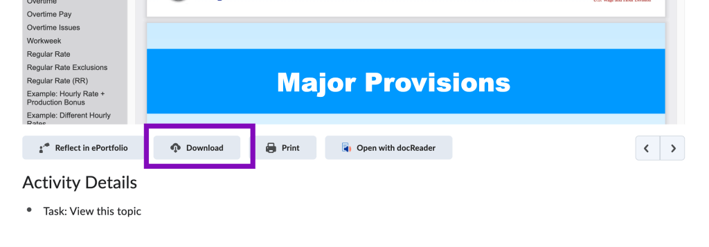 screenshot of download button