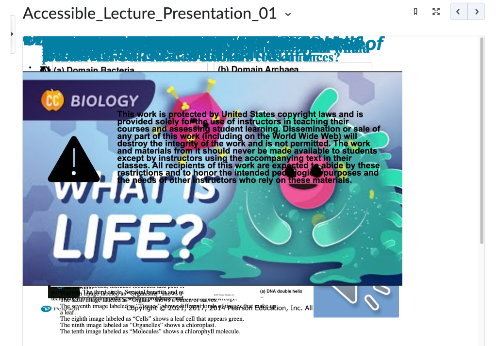 an example of a powerpoint with all text and images stacked on top of each other. 