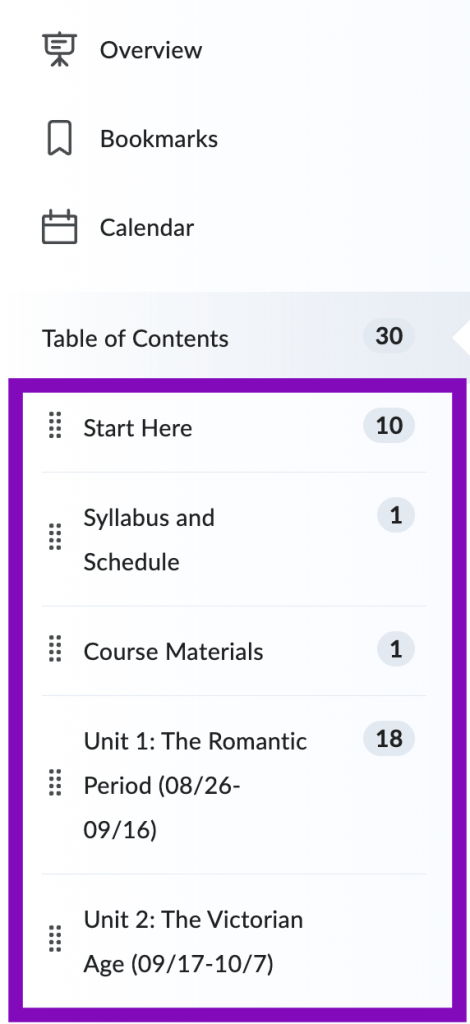 screenshot of unit structure exampls