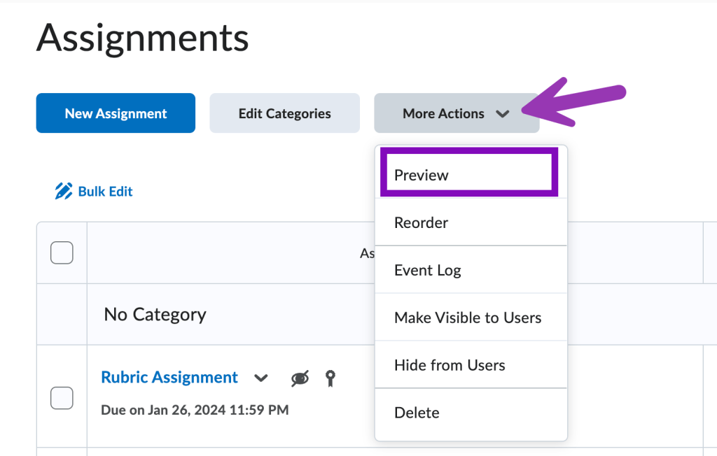 screenshot of more actions button with preview highlighted